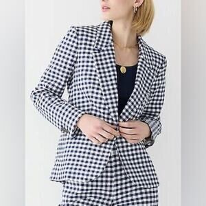 J.Crew Parke Navy Gingham Check Blazer Classic Tailored Jacket NWT Sz 2